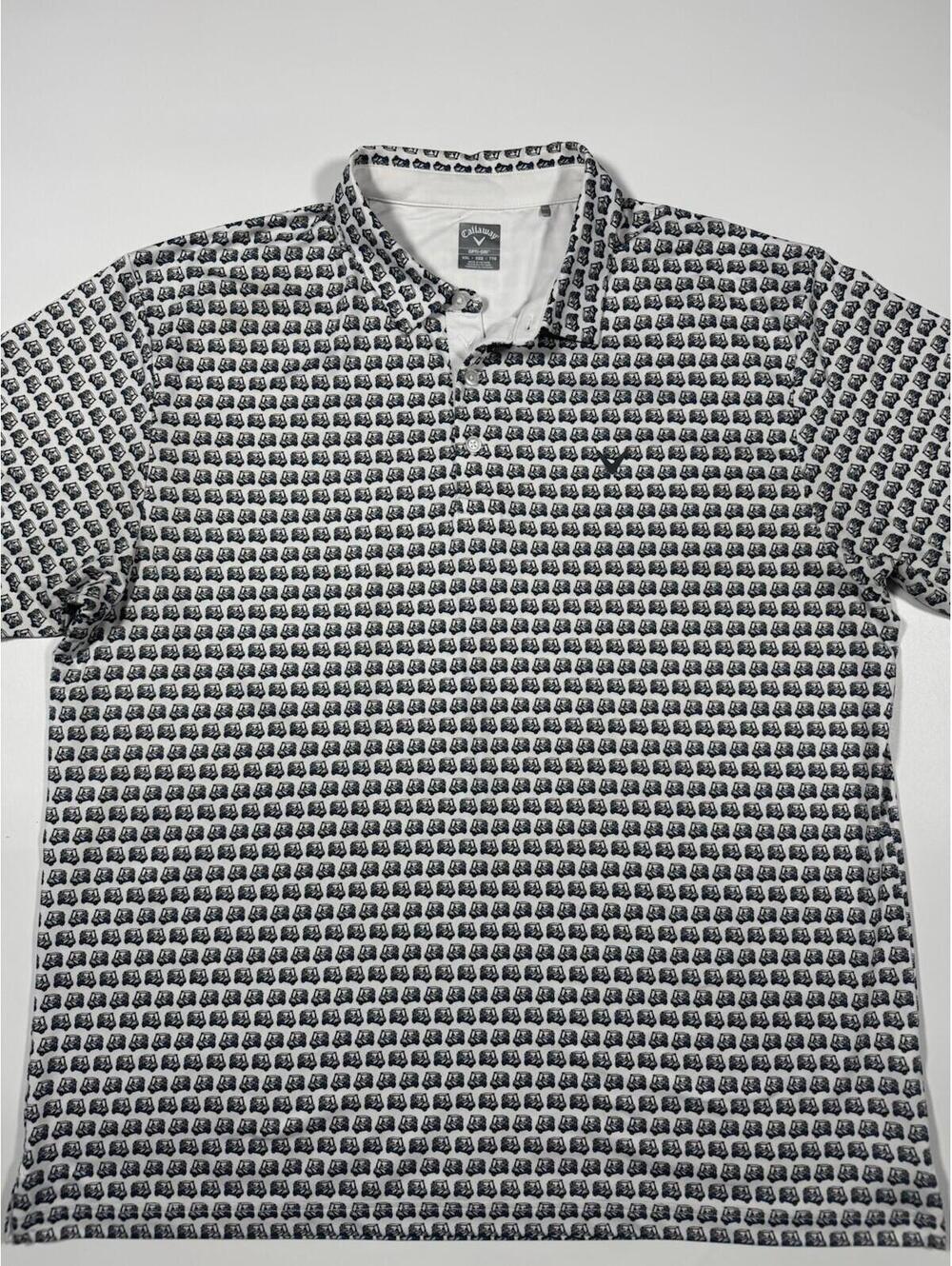 Callaway Opti Dri Polo Shirt XXL Golf Cart Print White Performance